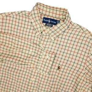 Ralph Lauren Shirt Mens Large Green Plaid Custom Fit Long Sleeve Button Down